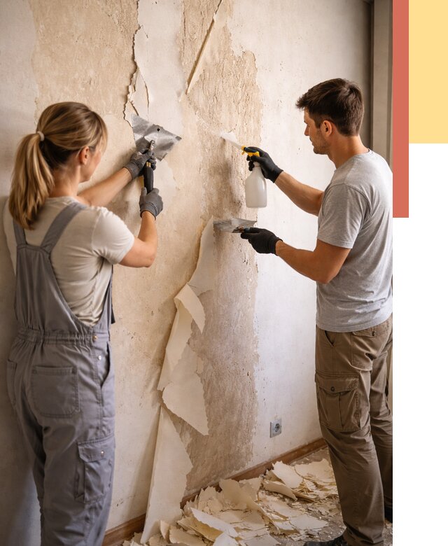 Снятие старых обоев в Междуреченске от 5305 руб. под ключ недорого | ОТДЕЛОЧНИК-Мжд