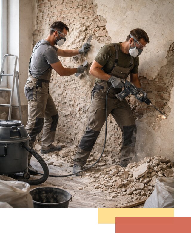 Демонтаж штукатурки со стен в Междуреченске быстро и аккуратно