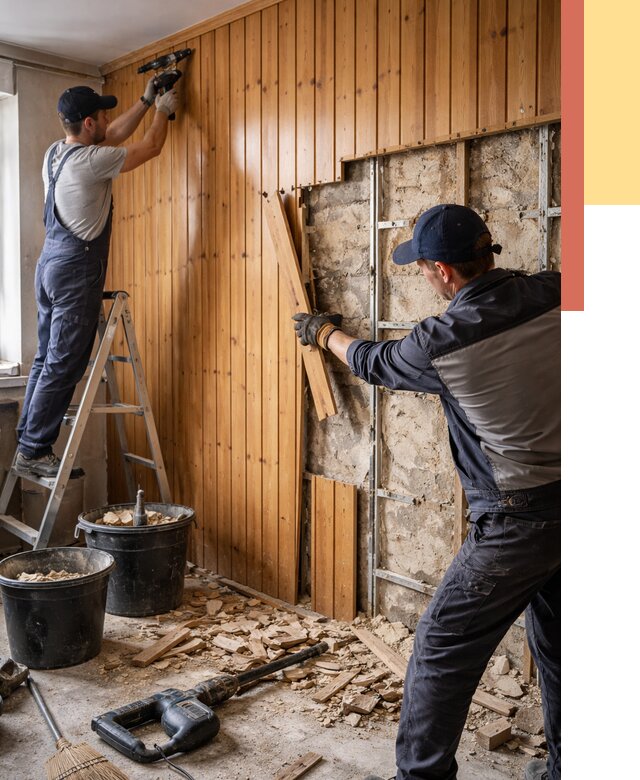 Демонтаж вагонки со стен в Междуреченске от 1465 руб. — снятие, удаление, срочно | ОТДЕЛОЧНИК-Мжд