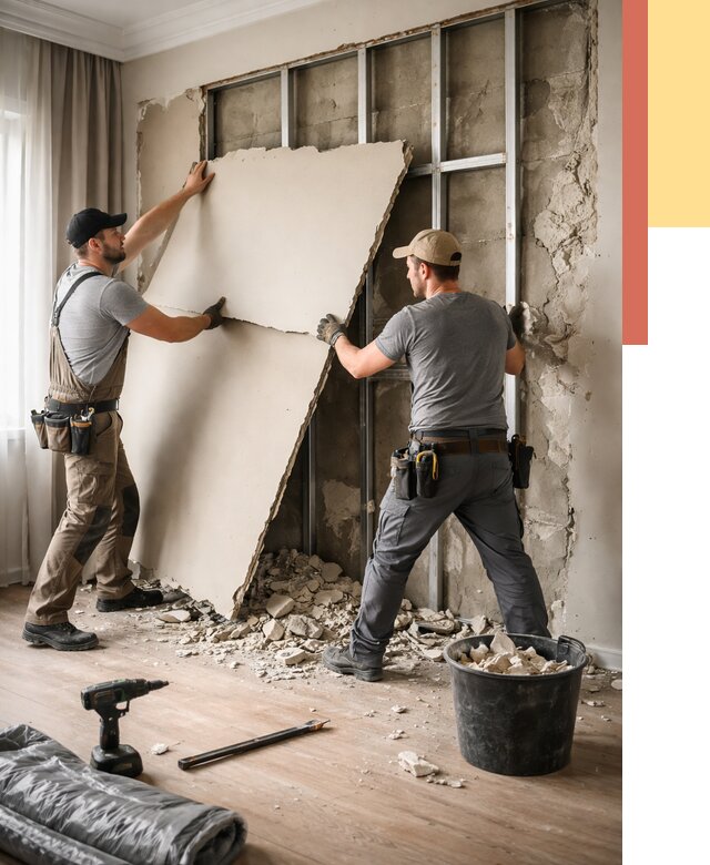 Демонтаж гипсокартона со стен в Междуреченске от 354 руб. — услуги демонтажа | ОТДЕЛОЧНИК-Мжд