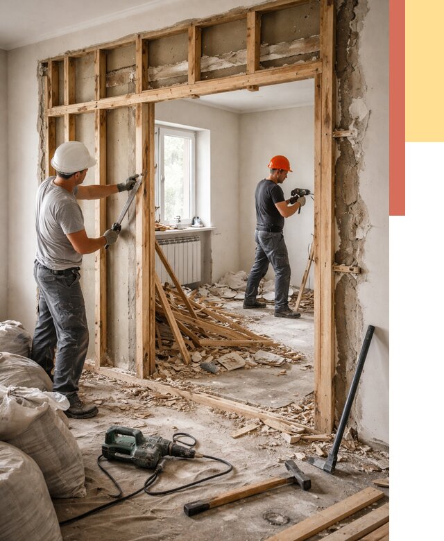 Демонтаж деревянных перегородок в Междуреченске от 3234 руб. — быстро и недорого | ОТДЕЛОЧНИК-Мжд