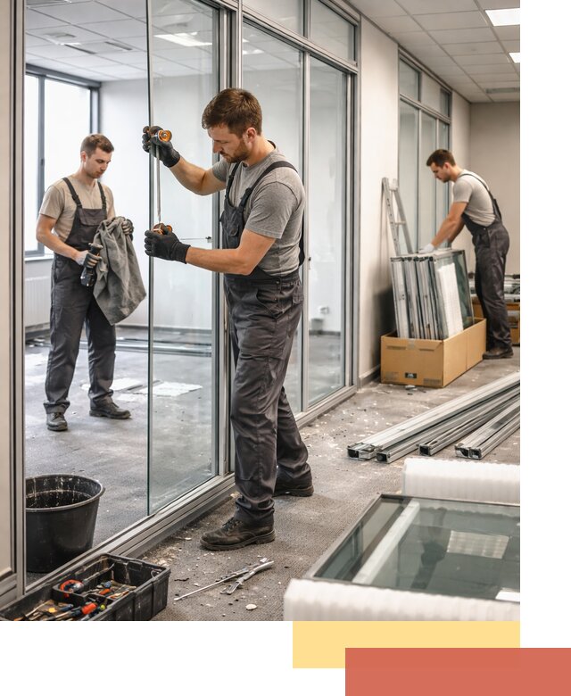 Демонтаж стеклянных перегородок в Междуреченске быстро и безопасно