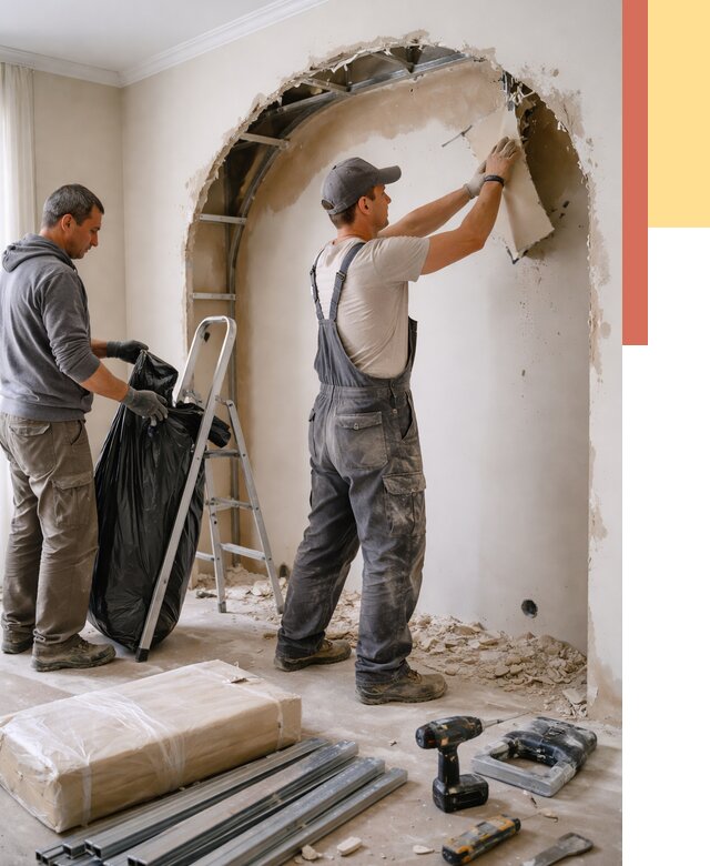 Демонтаж арки из гипсокартона в Междуреченске от 3537 руб. — услуги под ключ | ОТДЕЛОЧНИК-Мжд