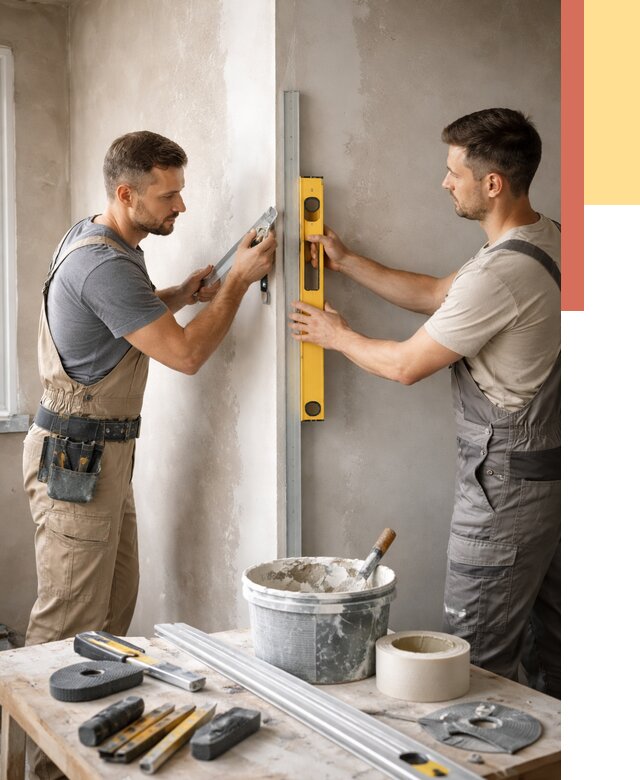 Выведение углов стен в Междуреченске от 1869 руб. быстро и недорого | ОТДЕЛОЧНИК-Мжд