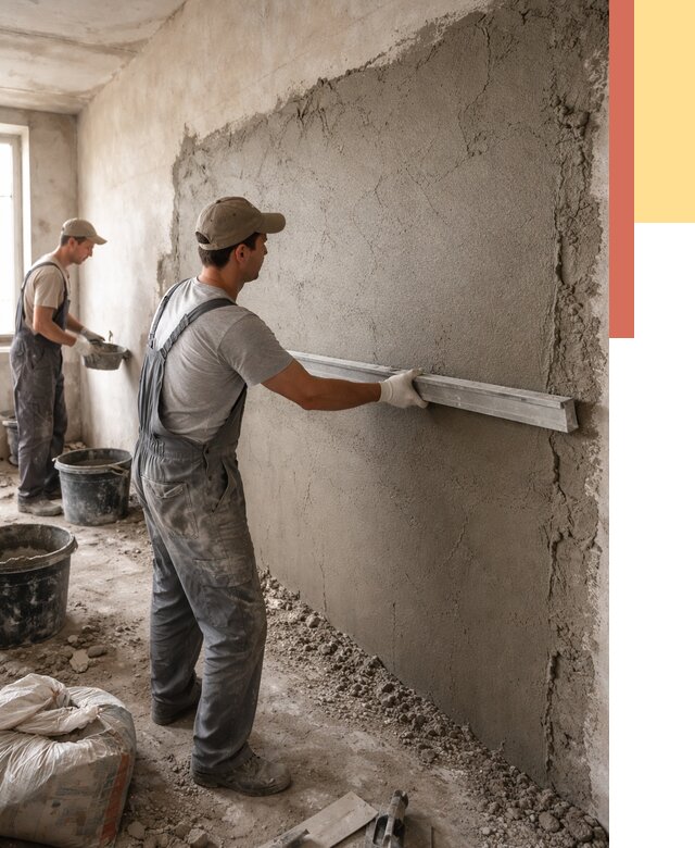 Цементная штукатурка стен в Междуреченске от 4547 руб/м2 — быстро и недорого | ОТДЕЛОЧНИК-Мжд