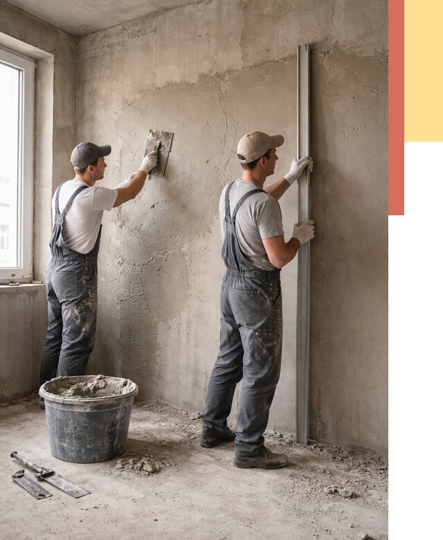 Штукатурка бетонных стен в Междуреченске от 4547 руб/м² — качественно и быстро | ОТДЕЛОЧНИК-Мжд