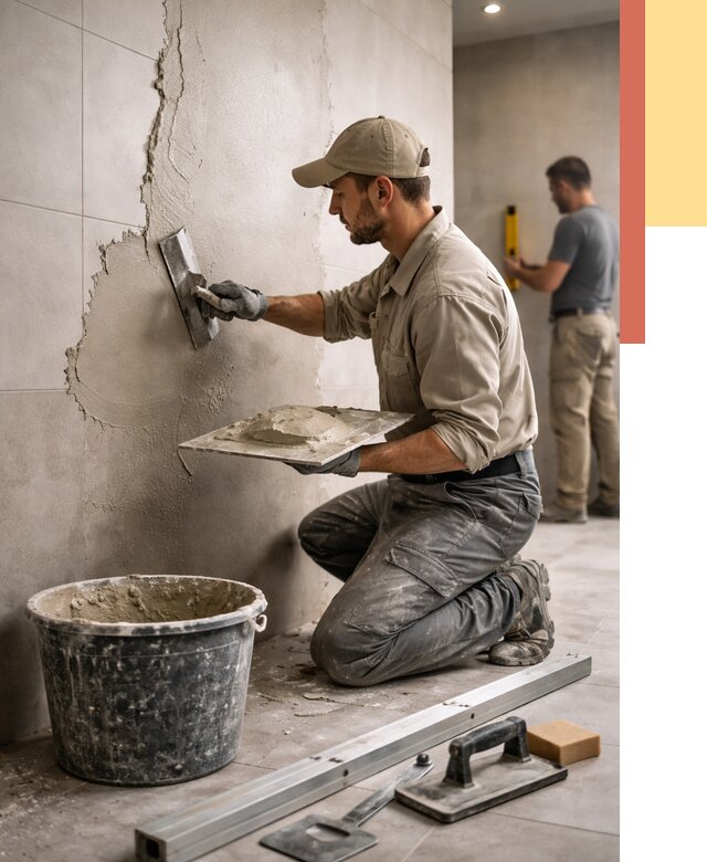 Штукатурка стен в ванной в Междуреченске от 4547 руб./м² — выравнивание под ключ | ОТДЕЛОЧНИК-Мжд