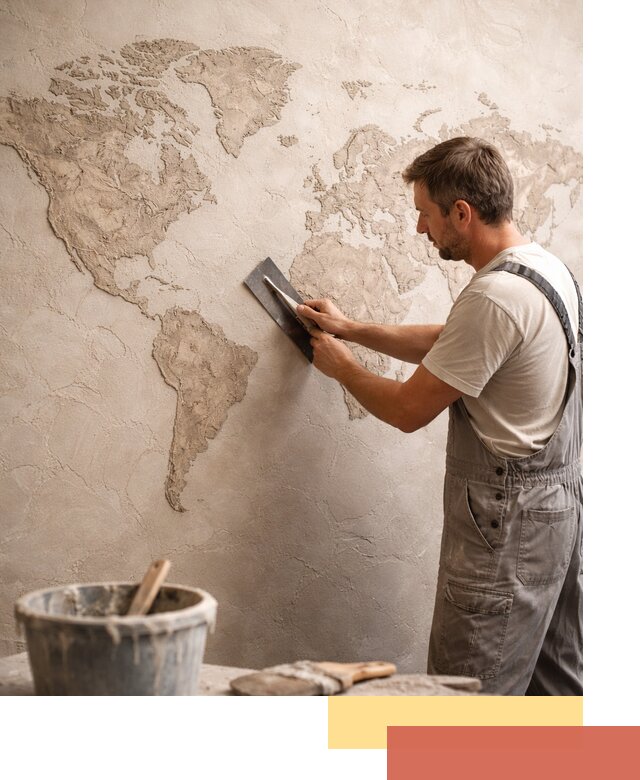 Декоративная штукатурка «Карта мира» под ключ в Междуреченске