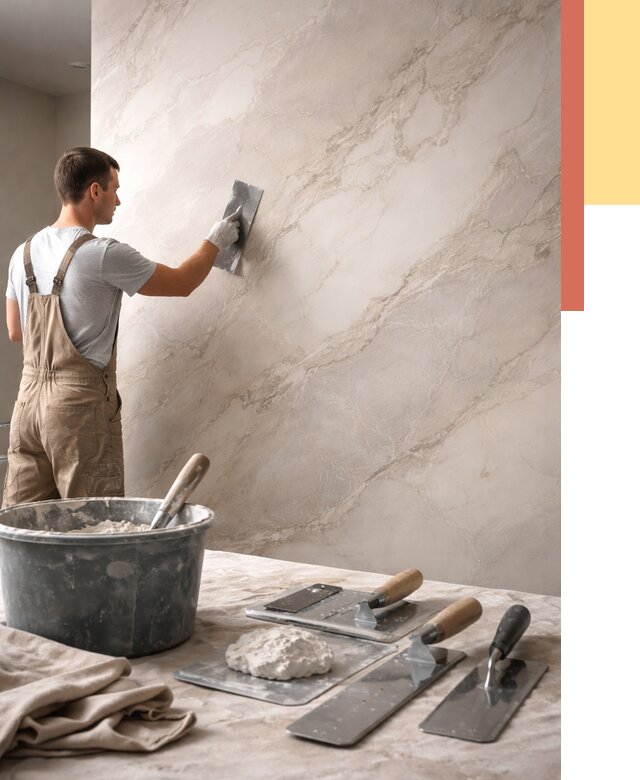 Декоративная штукатурка под мрамор в Междуреченске от 2829 руб./м² — быстро и недорого | ОТДЕЛОЧНИК-Мжд