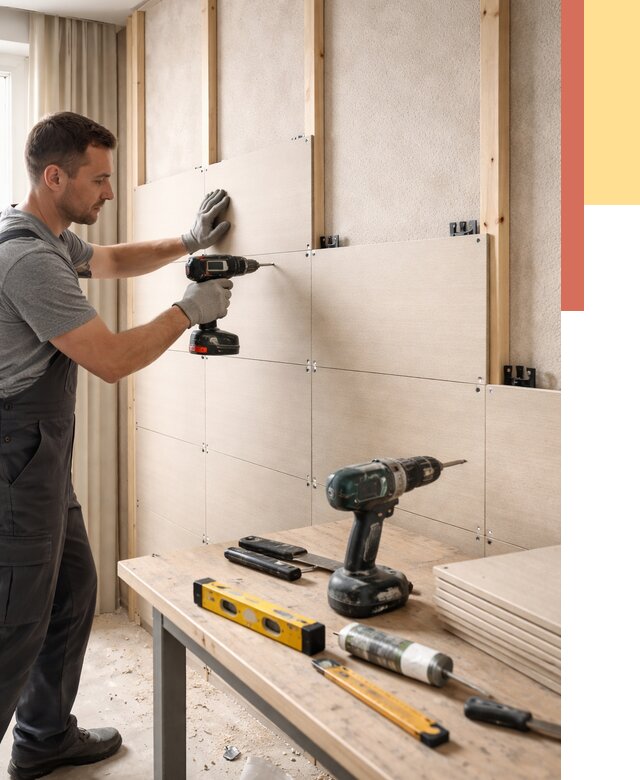 Монтаж МДФ панелей на стены в Междуреченске от 1263 руб. под ключ | ОТДЕЛОЧНИК-Мжд