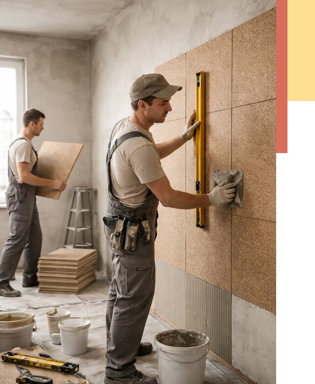 Монтаж пробковых панелей на стены в Междуреченске от 3537 руб. — ОТДЕЛОЧНИК-Мжд