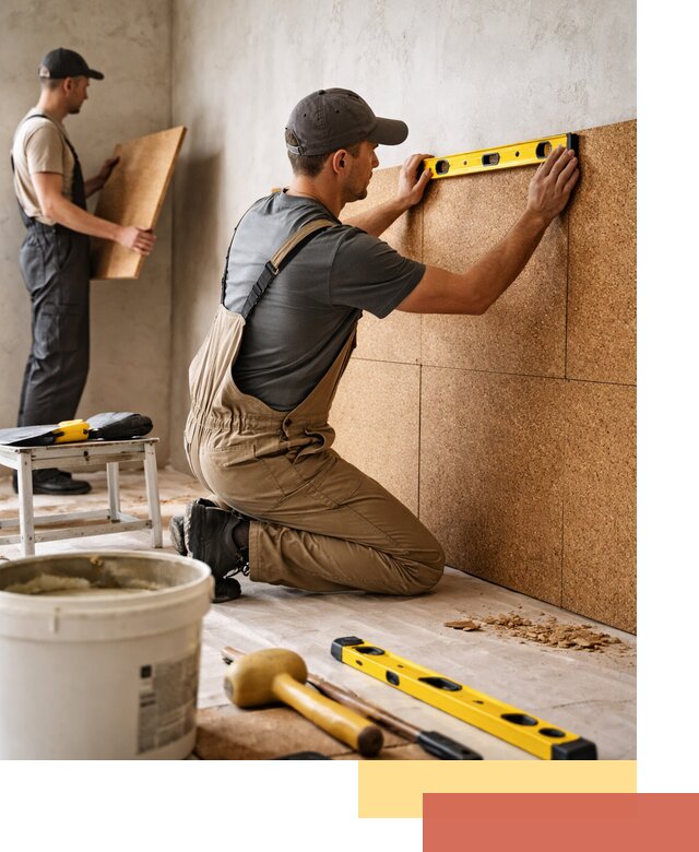 Монтаж пробковых панелей на стены в Междуреченске быстро и качественно