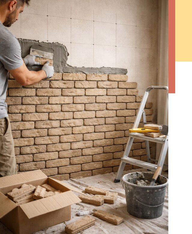 Монтаж декоративного кирпича в Междуреченске от 3234 руб./м² — быстро и недорого | ОТДЕЛОЧНИК-Мжд