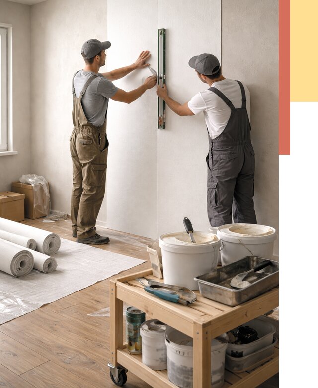 Поклейка стеклообоев в Междуреченске от 6568 руб. за м2 — быстро и недорого | ОТДЕЛОЧНИК-Мжд