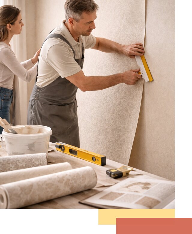 Поклейка обоев с подбором рисунка в Междуреченске