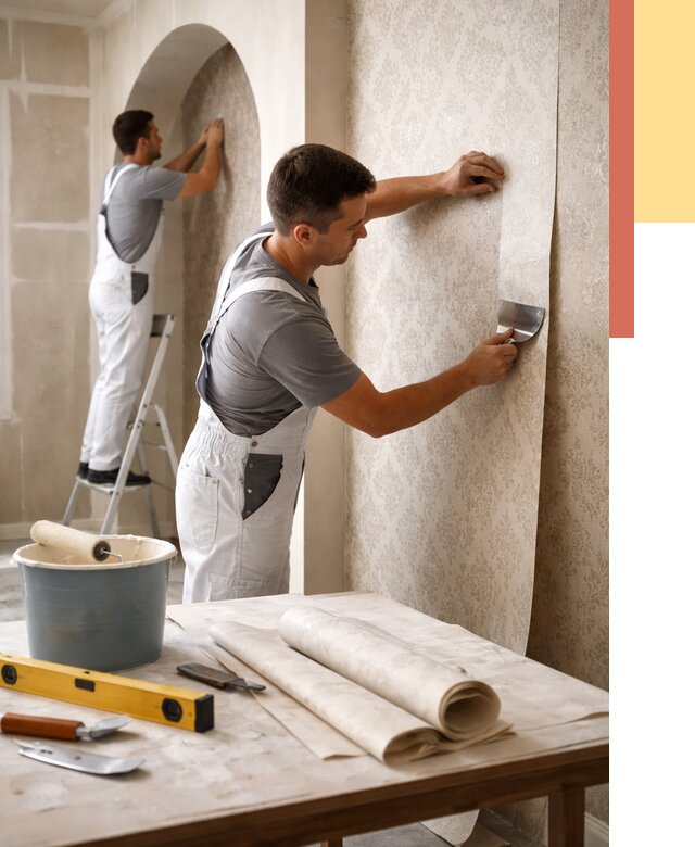 Поклейка обоев на сложные стены в Междуреченске от 2829 руб. под ключ | ОТДЕЛОЧНИК-Мжд