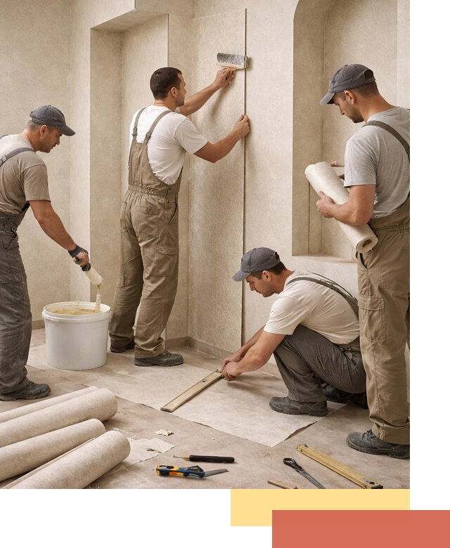 Поклейка обоев на сложные стены и неровные поверхности в Междуреченске