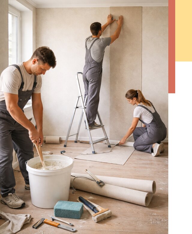 Оклейка стен обоями в Междуреченске от 3537 руб/м2 — быстро и недорого | ОТДЕЛОЧНИК-Мжд