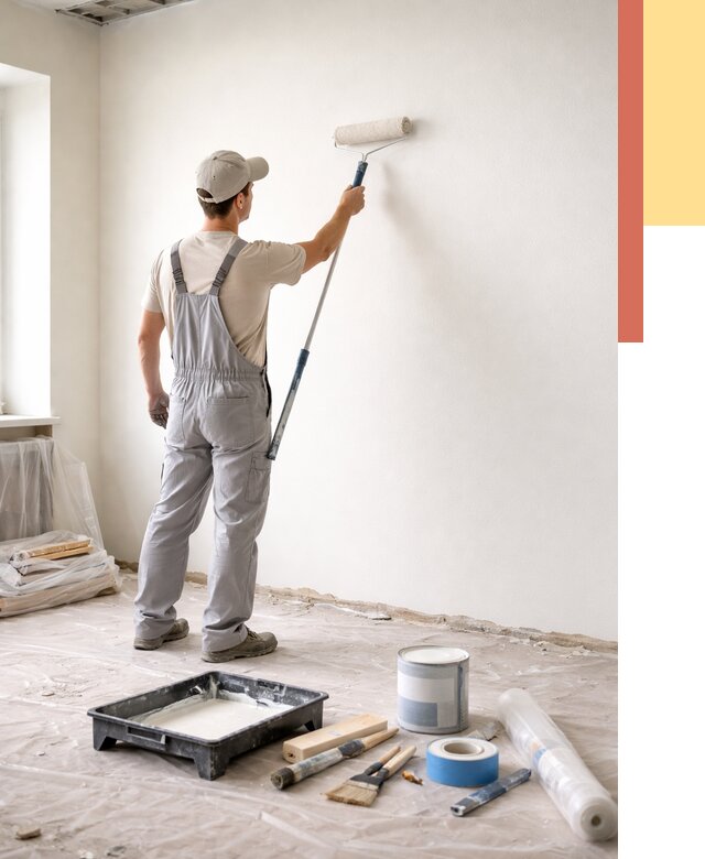 Покраска стен водоэмульсионной краской в Междуреченске от 455 руб. за м² | ОТДЕЛОЧНИК-Мжд