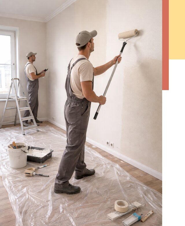 Покраска стен акриловой краской в Междуреченске от 3537 руб./м² — быстро и недорого | ОТДЕЛОЧНИК-Мжд