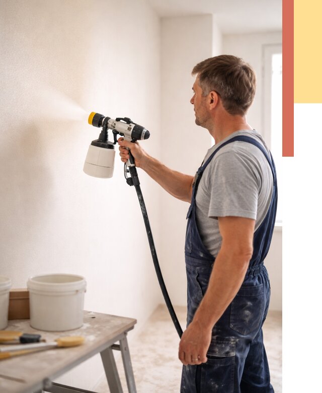 Покраска стен краскопультом в Междуреченске от 7579 руб. — механизированная покраска | ОТДЕЛОЧНИК-Мжд