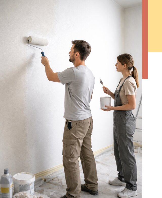 Окраска стен по стеклохолсту в Междуреченске от 4547 руб/м² под ключ | ОТДЕЛОЧНИК-Мжд