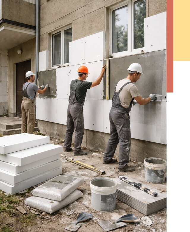 Утепление стен пенопластом в Междуреченске от 1768 руб. — недорого и под ключ | ОТДЕЛОЧНИК-Мжд