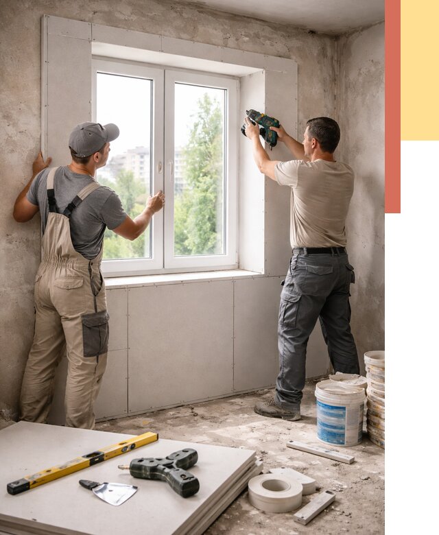 Монтаж откосов из гипсокартона в Междуреченске от 4547 руб. под ключ | ОТДЕЛОЧНИК-Мжд