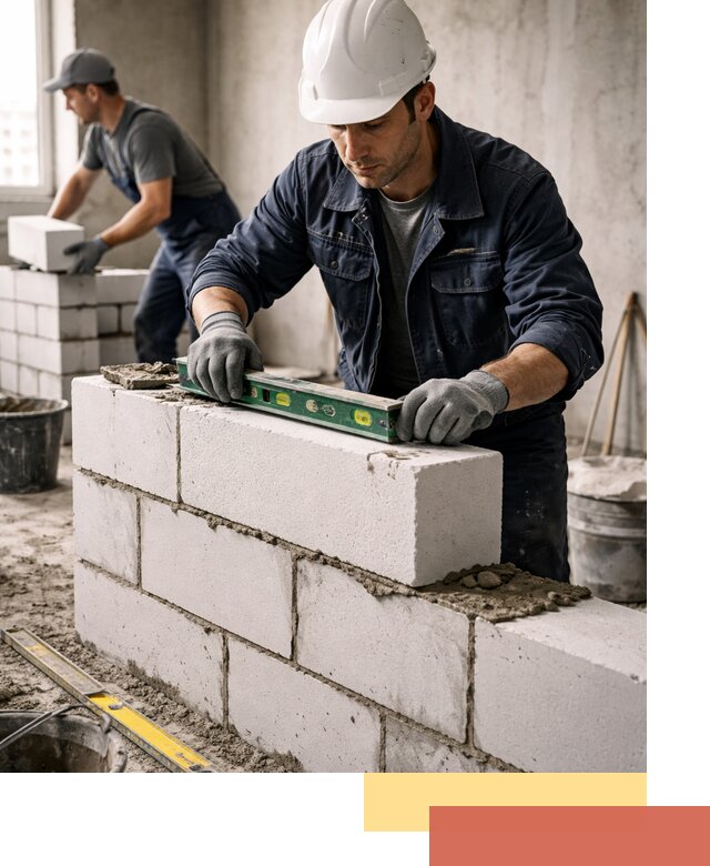 Кладка перегородок из пеноблока под ключ в Междуреченске