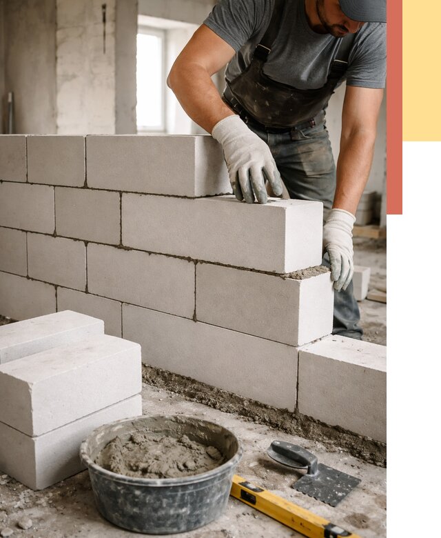 Кладка перегородок из силикатного блока в Междуреченске от 4042 руб. под ключ | ОТДЕЛОЧНИК-Мжд