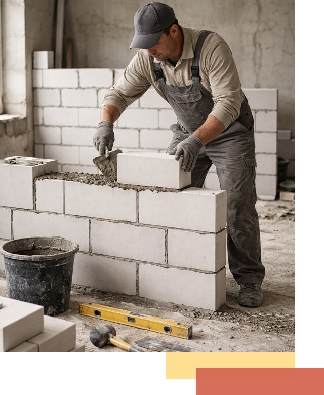 Кладка перегородок из силикатного блока в Междуреченске