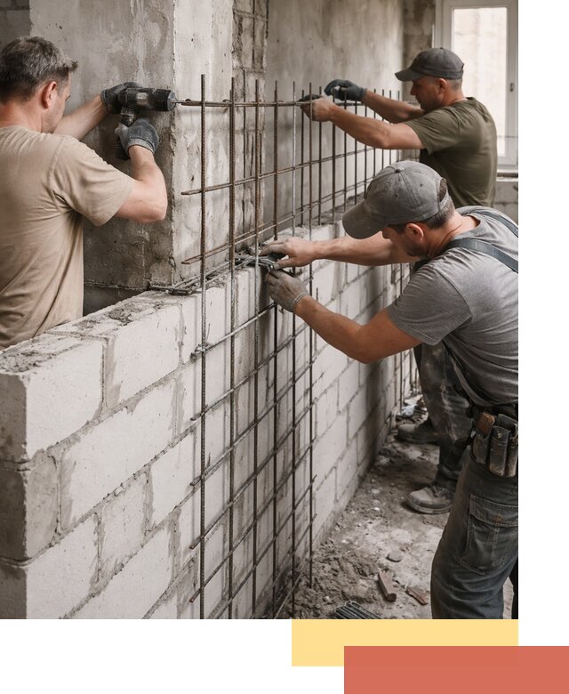 Армирование кладки перегородок в Междуреченске профессионально и надёжно