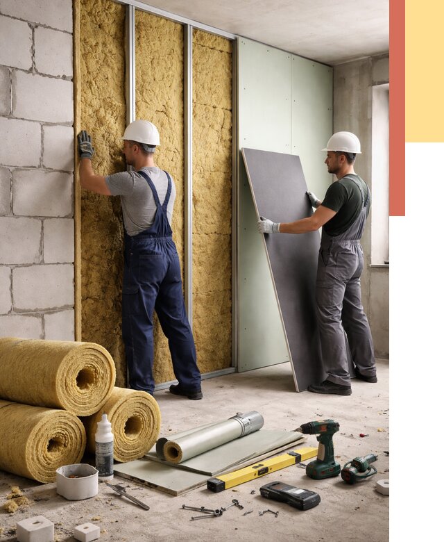 Шумоизоляция перегородок из блоков в Междуреченске от 1869 руб./м² — быстро и недорого | ОТДЕЛОЧНИК-Мжд