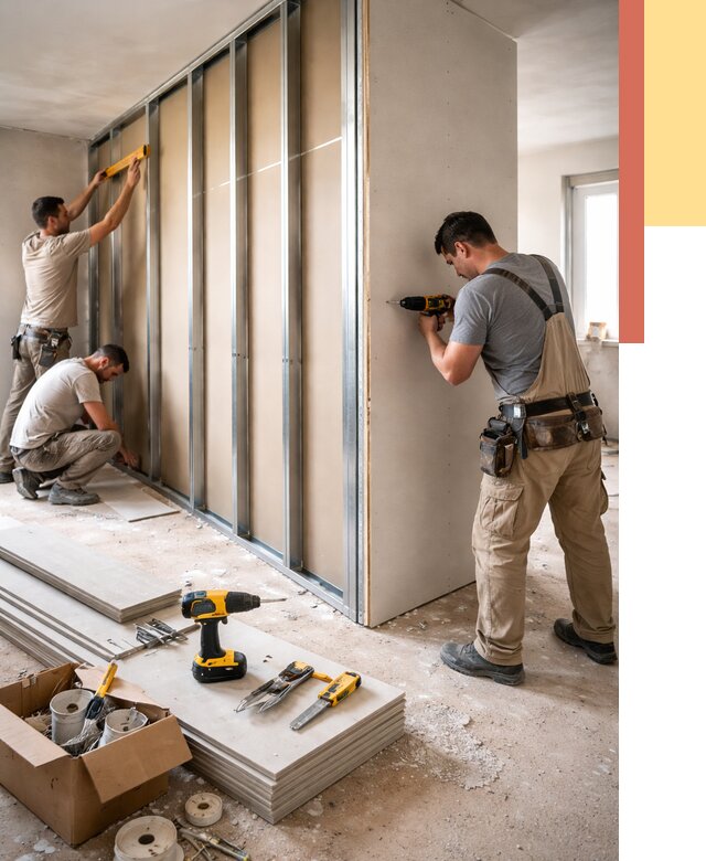 Монтаж однослойной перегородки из гипсокартона в Междуреченске от 657 руб. | ОТДЕЛОЧНИК-Мжд