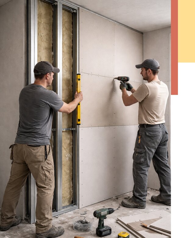 Монтаж двухслойной перегородки из гипсокартона в Междуреченске от 1465 руб. | ОТДЕЛОЧНИК-Мжд