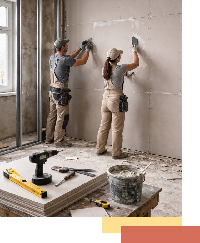 Монтаж двухслойной перегородки из гипсокартона в Междуреченске