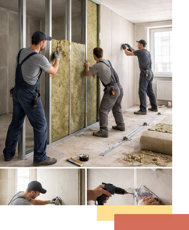 Перегородка из гипсокартона с шумоизоляцией в Междуреченске — монтаж под ключ