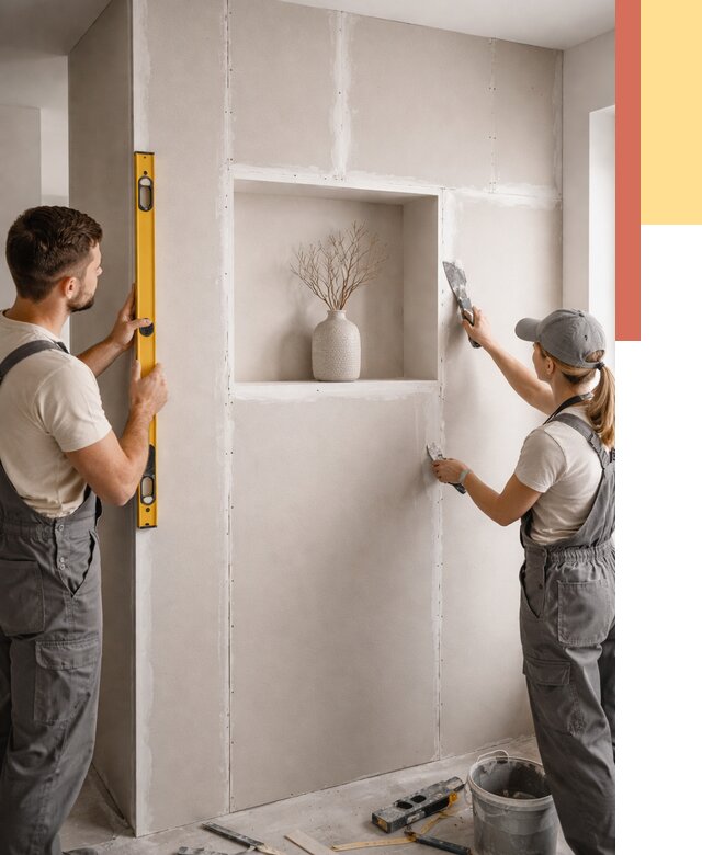 Перегородка из гипсокартона с нишей в Междуреченске от 3284 руб. под ключ | ОТДЕЛОЧНИК-Мжд