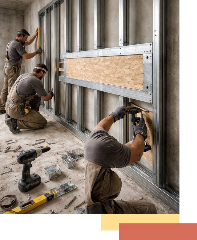 Усиленная перегородка для крепления тяжёлых конструкций в Междуреченске