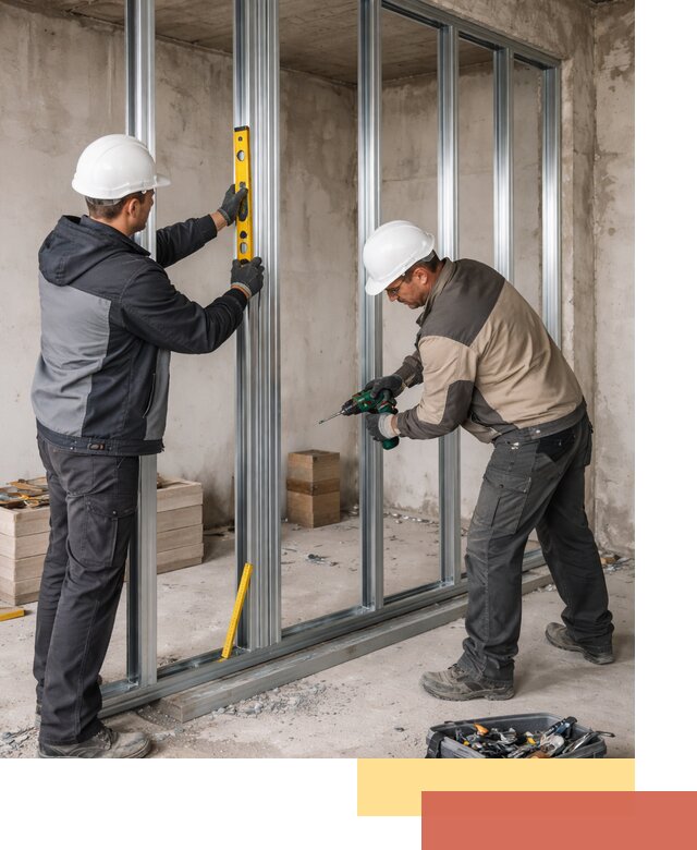 Монтаж каркаса перегородки из профиля в Междуреченске