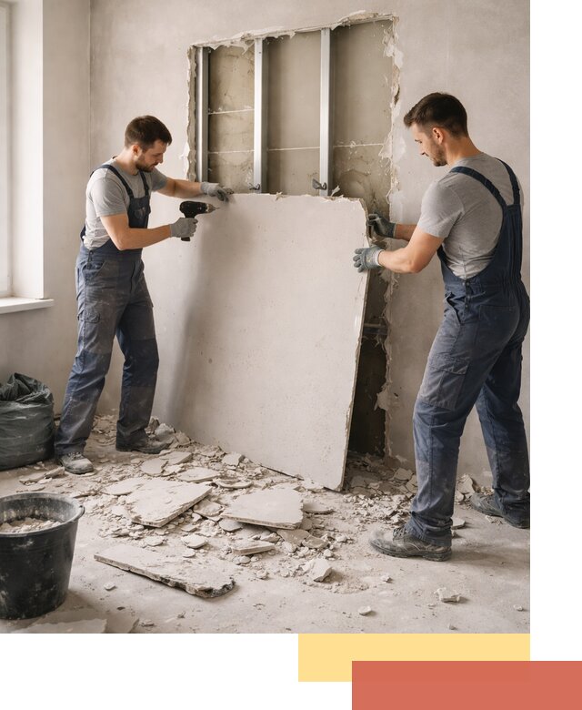 Демонтаж перегородки из гипсокартона в Междуреченске быстрый и аккуратный