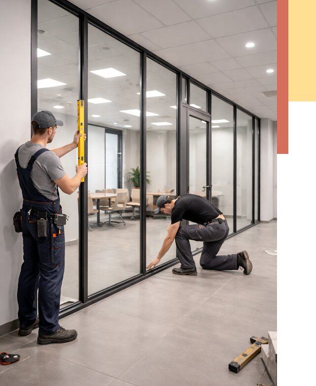 Каркасные стеклянные перегородки в Междуреченске под ключ от 9297 руб. | ОТДЕЛОЧНИК-Мжд