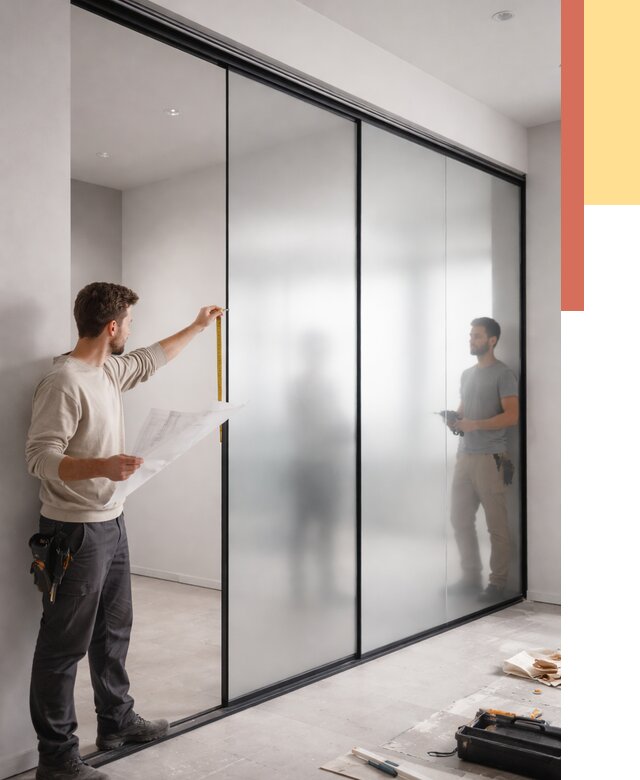 Матовые стеклянные перегородки в Междуреченске от 8589 руб. — монтаж и установка | ОТДЕЛОЧНИК-Мжд