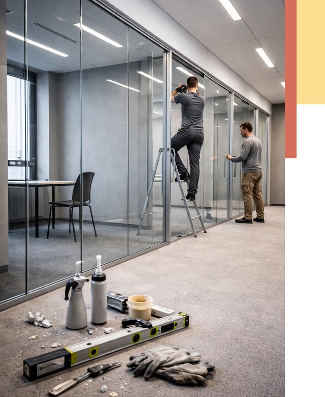 Стеклянные офисные перегородки в Междуреченске от 8589 руб. — монтаж и установка | ОТДЕЛОЧНИК-Мжд