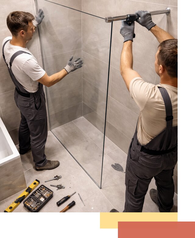 Стеклянные перегородки для душа в Междуреченске — изготовление и монтаж