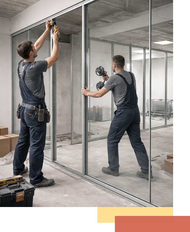 Алюминиевые перегородки со стеклом в Междуреченске — изготовление и монтаж