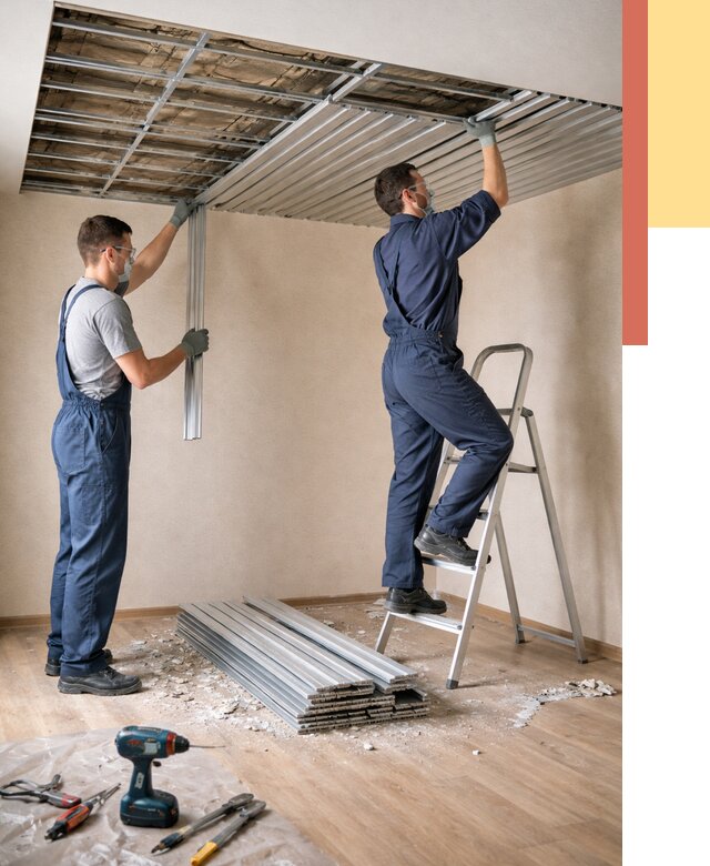 Демонтаж реечного потолка в Междуреченске от 4547 руб. быстро и недорого | ОТДЕЛОЧНИК-Мжд