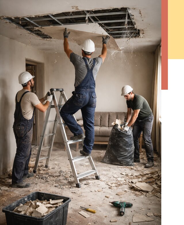 Демонтаж гипсокартонного потолка в Междуреченске от 424 руб. за м2 — ОТДЕЛОЧНИК-Мжд