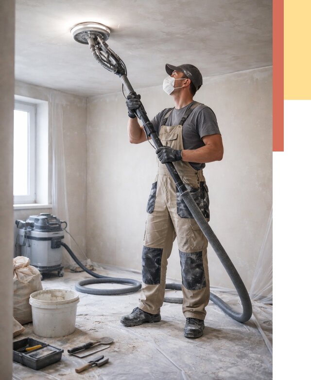 Шлифовка потолка в Междуреченске от 3537 руб. — услуги шлифования потолка | ОТДЕЛОЧНИК-Мжд