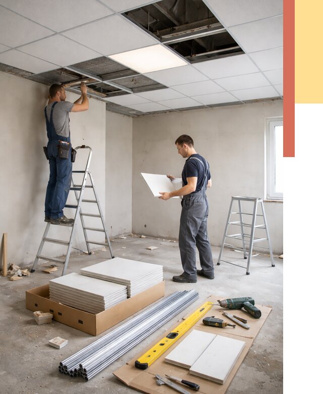 Монтаж потолка армстронг в Междуреченске от 4547 руб/м2 — быстрая установка под ключ | ОТДЕЛОЧНИК-Мжд